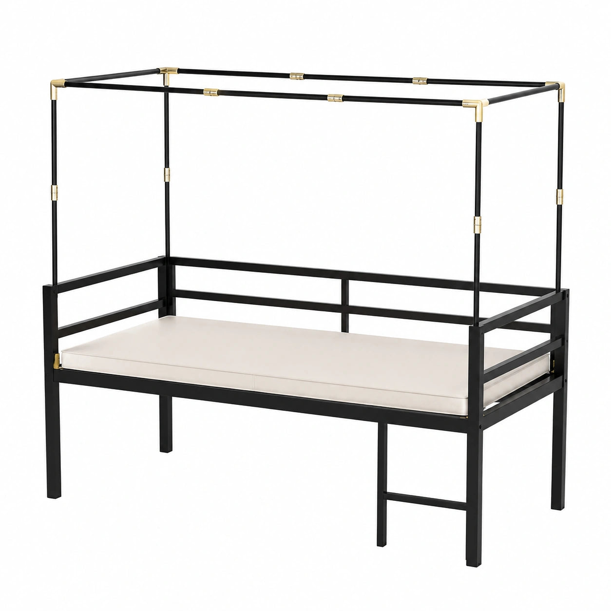 Edelstahl Betthimmel mit Moskitonetz für 0,8-1,2 m Betten, Silber