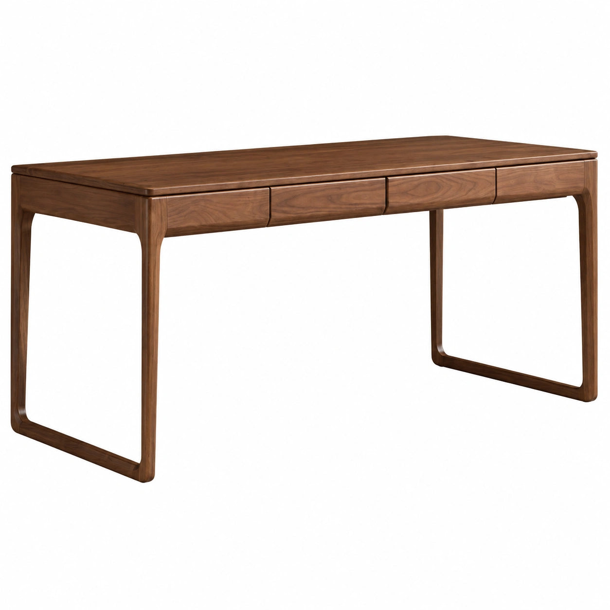 Massivholz-Schreibtisch aus Walnuss mit Schubladen für Büro und Wohnbereich