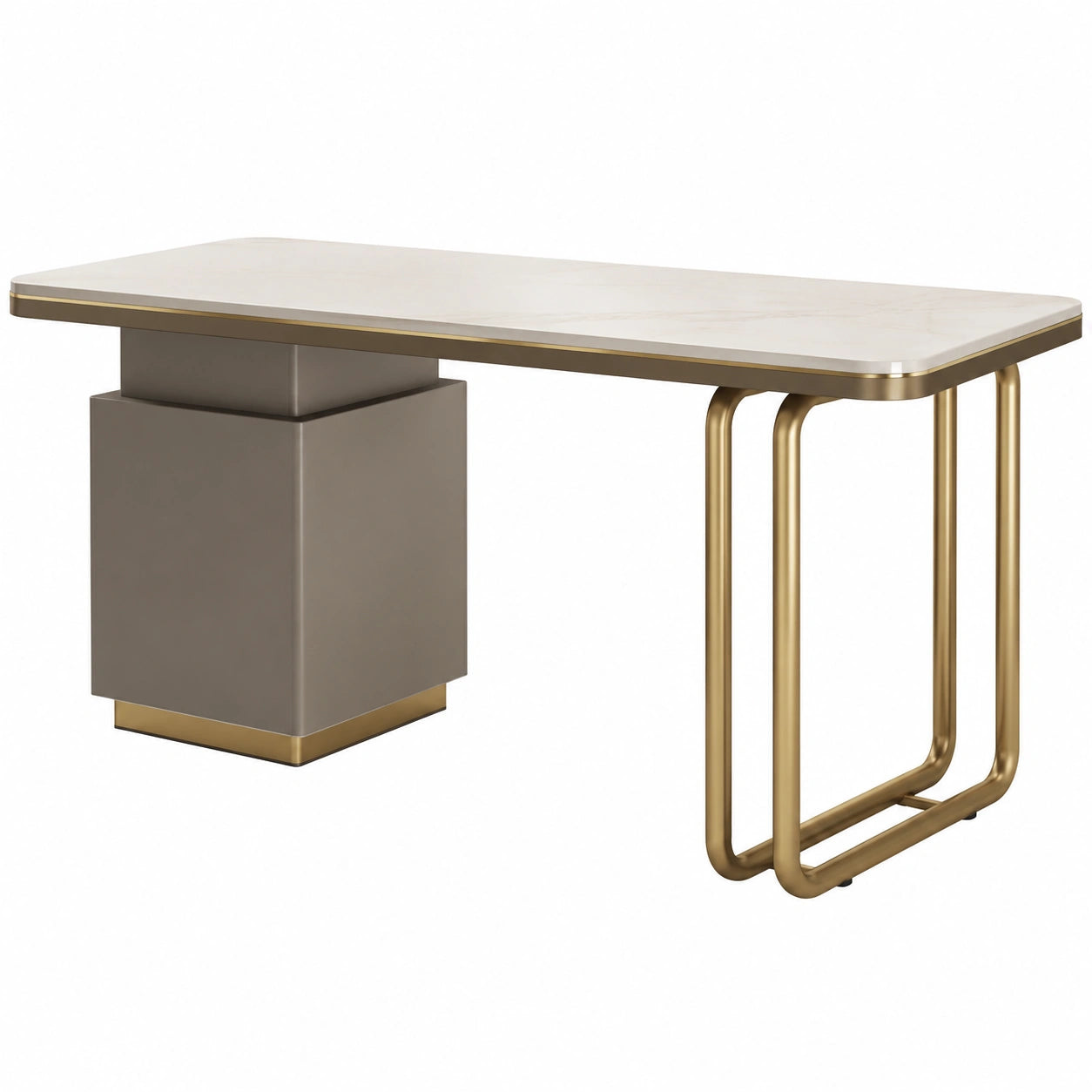 Eleganter Schreibtisch mit Steintop, stabil und stilvoll für Heimbüros