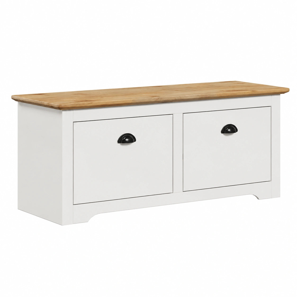 Multifunktionale Flurbank mit Stauraum 114x40x45 cm – Weiß/Braun