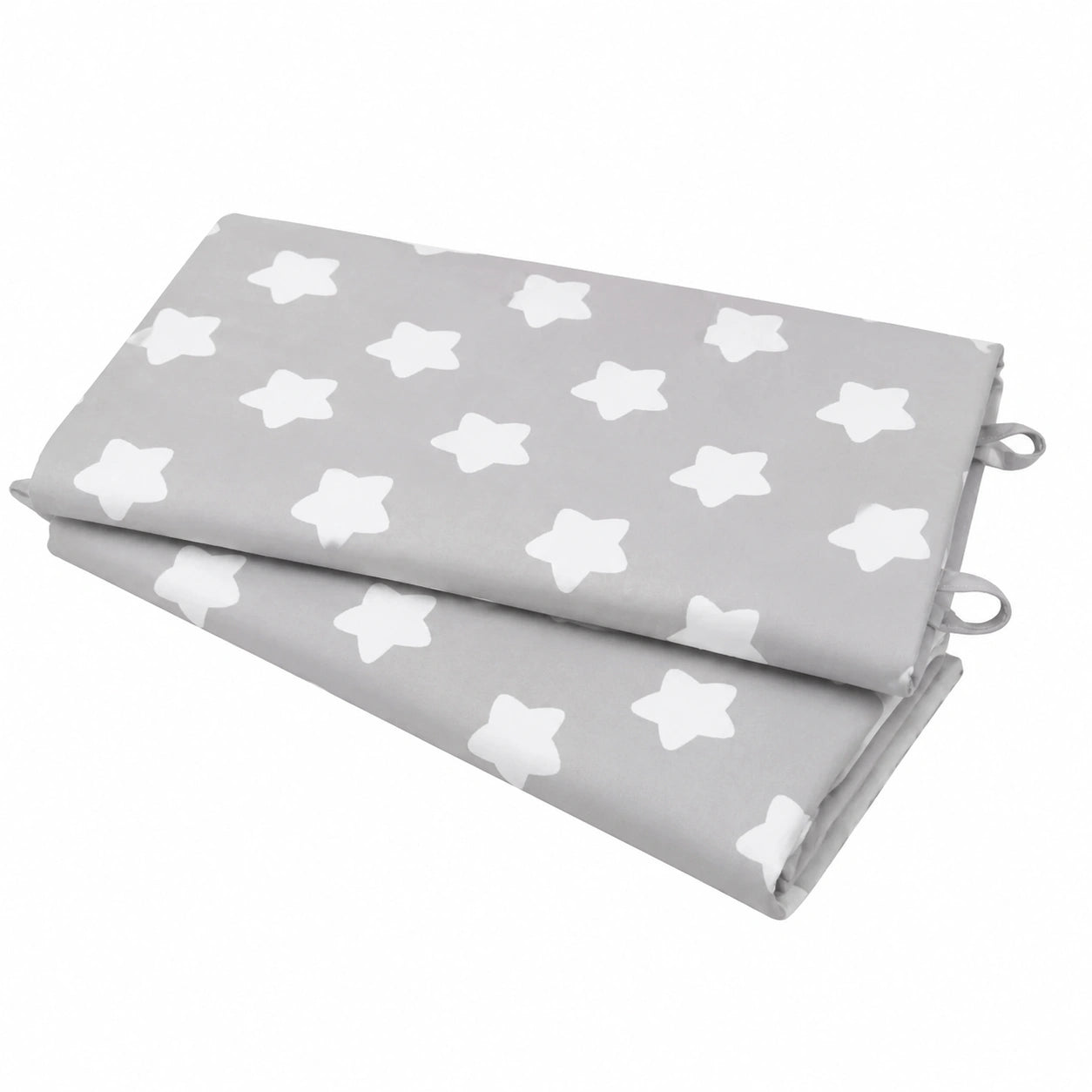 Puckdaddy Kinderbett Baldachin Sterne Grau 146x298 cm - 2er-Set, 100% Baumwolle