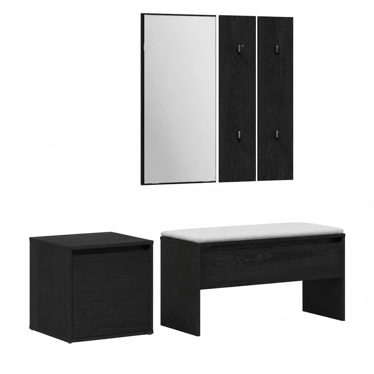 Modernes Flurmöbel-Set aus 3 Teilen in Schwarz und Eichenoptik