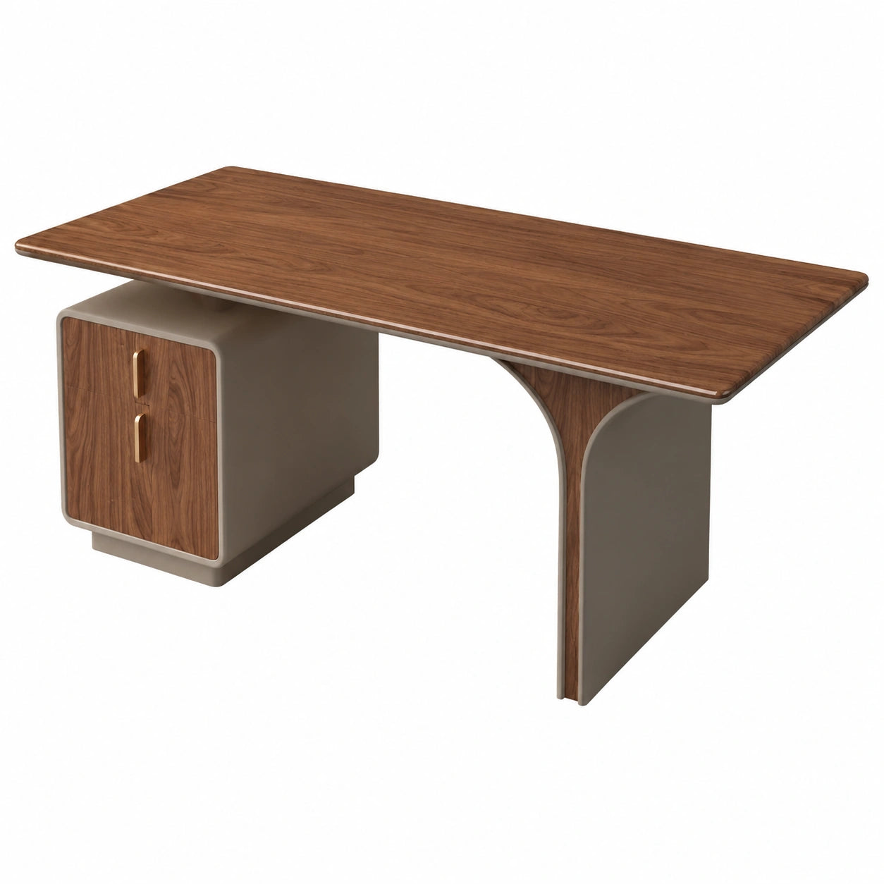 Holz-Büroschreibtisch mit Stauraum, Walnuss, kompakt und modern für Ihr Homeoffice