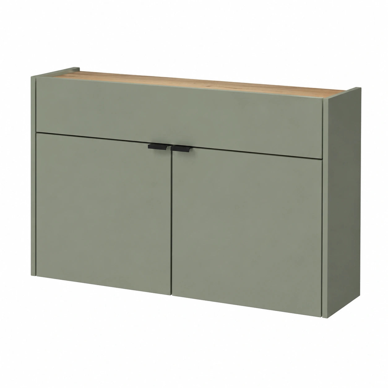 Schuhschrank Germania GW-Ameca in Taupegrün/Eiche, platzsparend für schmale Flure, 110 x 57 x 22 cm