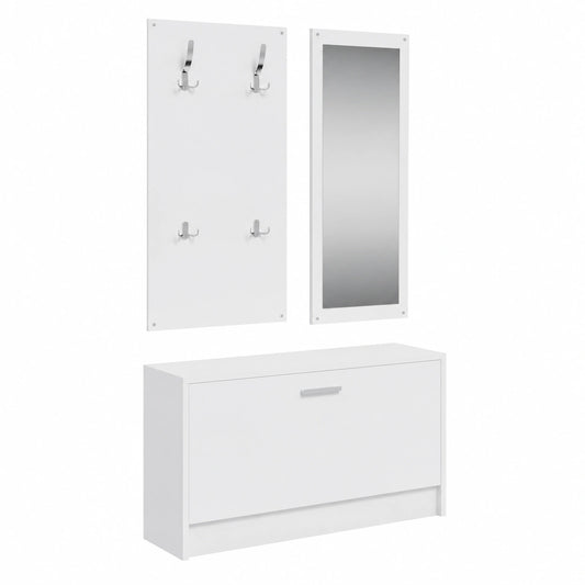 Kompaktes Flurmöbel-Set, 3-teilig, Weiß, Holzwerkstoff