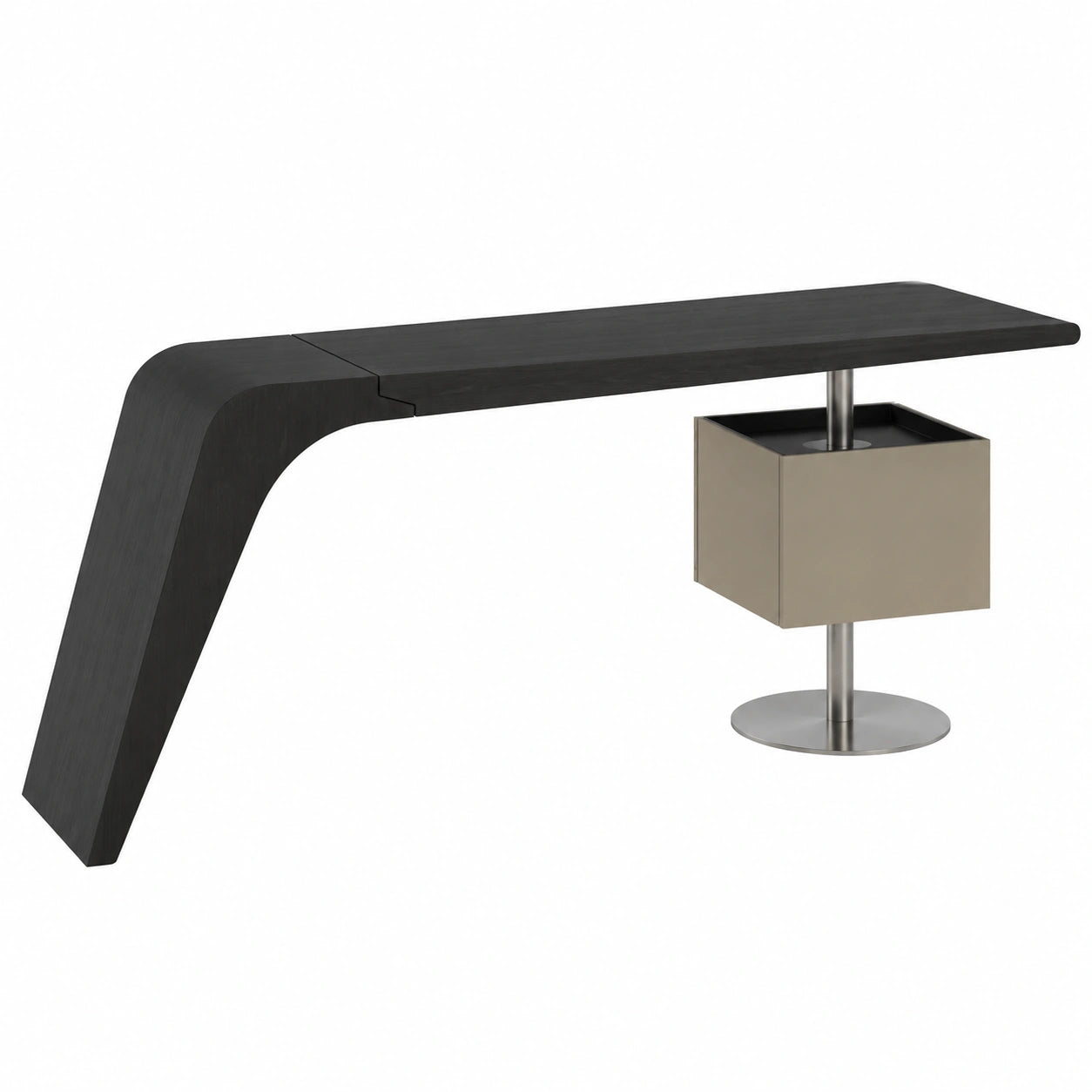 Eleganter Büroschreibtisch mit 2 Schubladen, minimalistisches Design, stilvolle Möbel für das Heimbüro, Beige (S)
