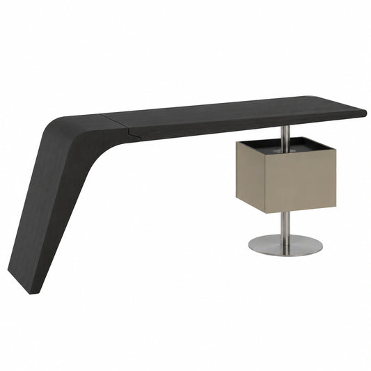 Eleganter Büroschreibtisch mit 2 Schubladen, minimalistisches Design, stilvolle Möbel für das Heimbüro, Beige (S)