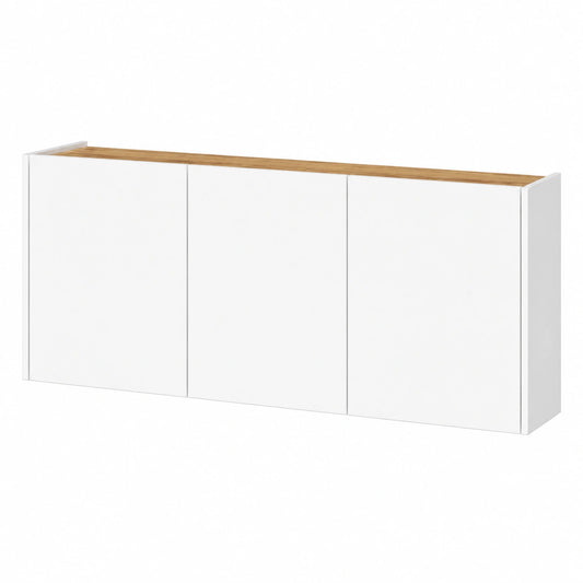 Schmaler Lomadox Schuhschrank mit Eiche und Weiß, 138 cm Breite