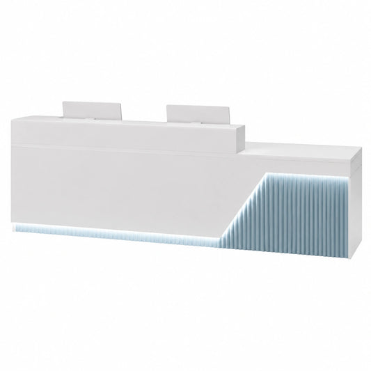Eleganter LED-Schreibtisch mit Stauraum, Holzdesign, Empfangstheke mit Beleuchtung, ideal für Büros