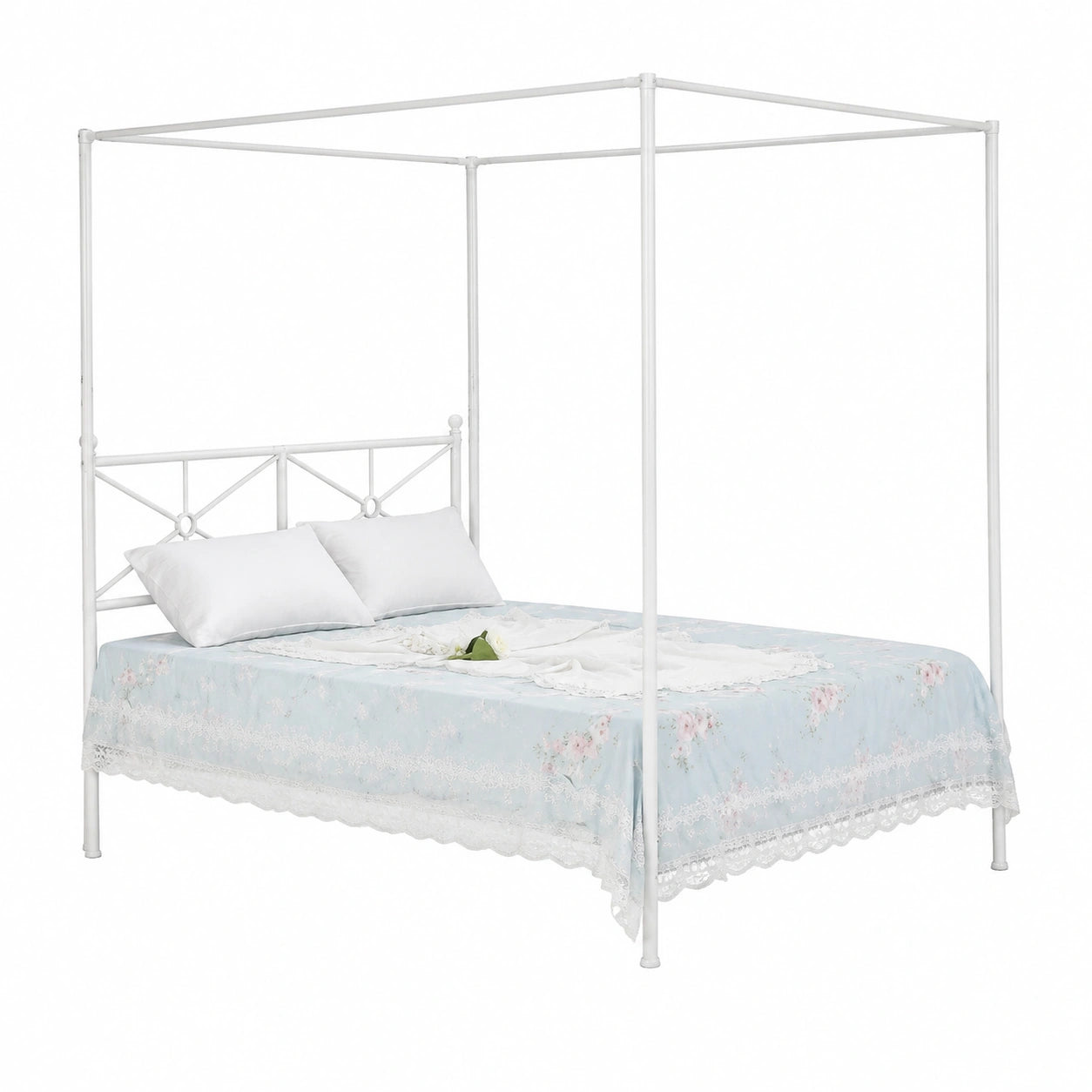 Klassischer Himmelbett-Rahmen für Queensize, stabil und elegant