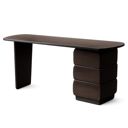 Großer Büroschreibtisch mit Schubladen, robuste Holzstruktur, ideal für Büro und Zuhause