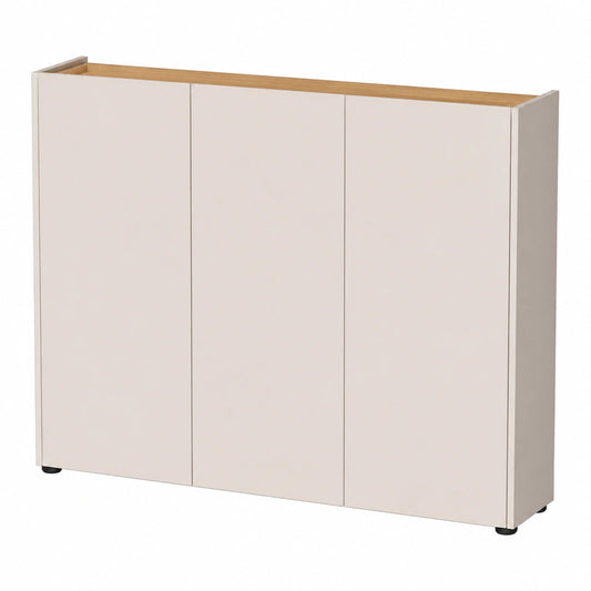 Moderner Flurschrank in Kaschmir und Eiche für schmale Eingangsbereiche, 138 cm