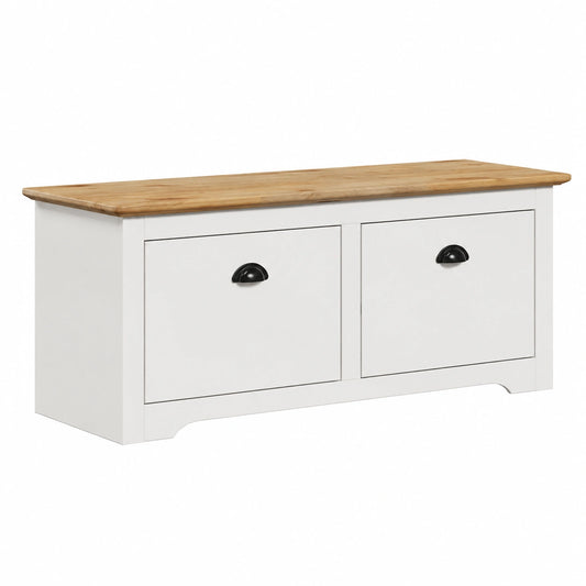 Multifunktionale Flurbank mit Stauraum 114x40x45 cm – Weiß/Braun