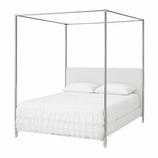 Himmelbettgestell mit Baldachin für Kingsize-Betten, stabiles Metallrahmen-Design