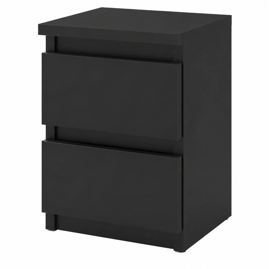 Moderner Nachttisch mit Schubladen in Schwarz Matt für Schlafzimmer - 30x40x30 cm