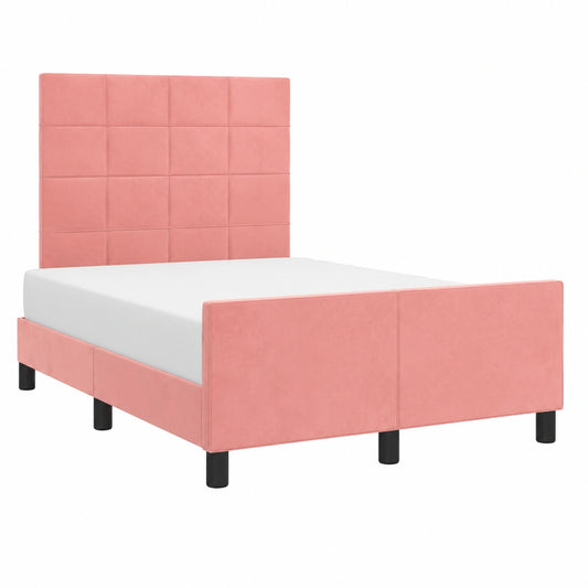 Verstellbares Samt-Himmelbett in Rosa, 120x200 cm, mit Massivholzrahmen für Schlafzimmer