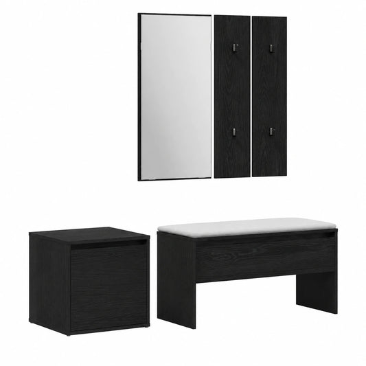 Modernes Flurmöbel-Set aus 3 Teilen in Schwarz und Eichenoptik