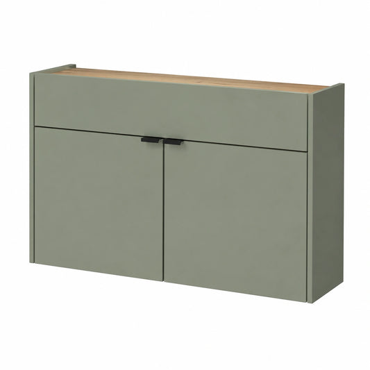 Schuhschrank Germania GW-Ameca in Taupegrün/Eiche, platzsparend für schmale Flure, 110 x 57 x 22 cm