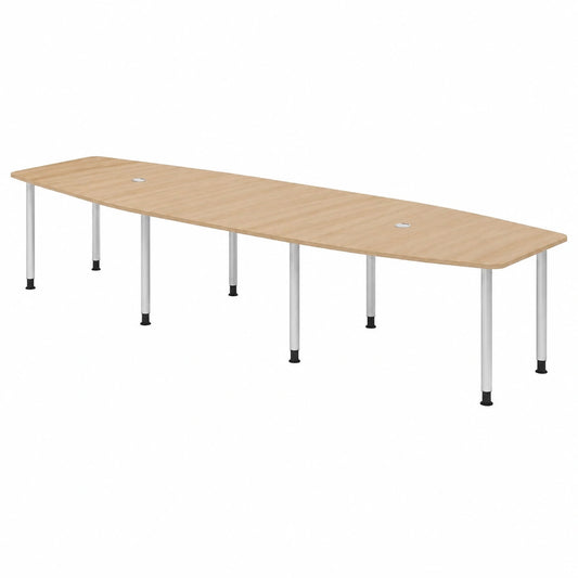 Ovaler Konferenztisch aus Eiche, 400 x 130 cm, Silbergestell, XXL für 14 Personen